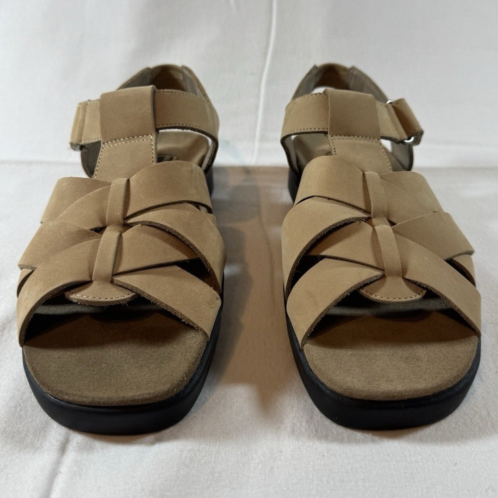 NaturalSPORT Beige Strappy Adjustable Hook & Loop Sandals Womens US 7.5 M
